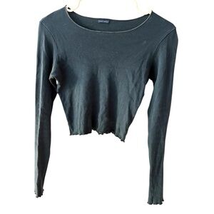 Black Long Sleeve Crop Top